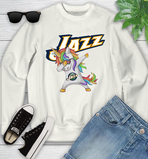 Utah Jazz NBA Basketball Funny Unicorn Dabbing Sports Youth Sweatshirt