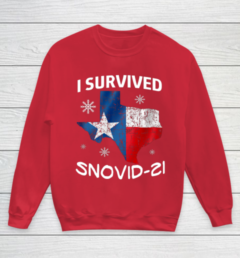 Snowstorm Texas 2021 I Survived Snovid 21 Snow Ice Outage Youth Sweatshirt 7
