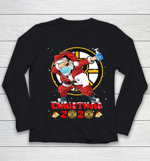 Boston Bruins Funny Santa Claus Dabbing Christmas 2020 NHL Youth Long Sleeve