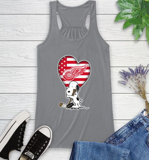 Detroit Red Wings NHL Hockey The Peanuts Movie Adorable Snoopy Racerback Tank 5