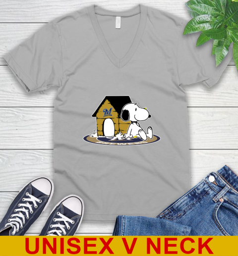 MLB Baseball Milwaukee Brewers Snoopy The Peanuts Movie Shirt V-Neck T-Shirt 4