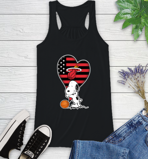 Miami Heat NBA Basketball The Peanuts Movie Adorable Snoopy Racerback Tank 2