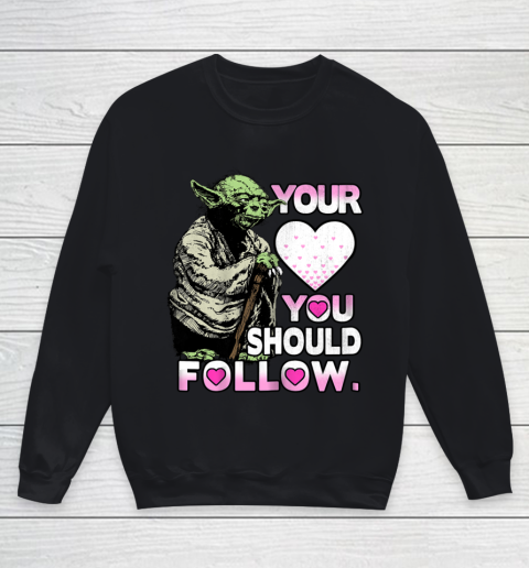 Star Wars Yoda Heart You Should Follow Valentine Youth Sweatshirt