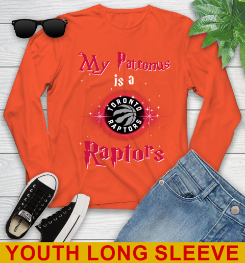 NBA Basketball Harry Potter My Patronus Is A Toronto Raptors Youth Long Sleeve 3