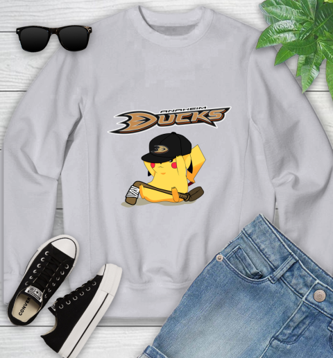 NHL Pikachu Hockey Sports Anaheim Ducks Youth Sweatshirt 4