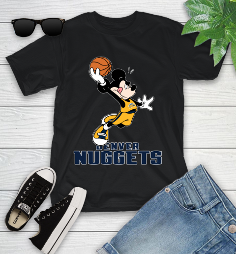 NBA Basketball Denver Nuggets Cheerful Mickey Mouse Shirt Youth T-Shirt