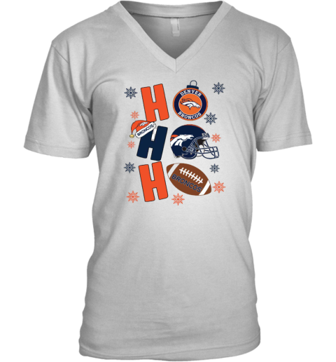 Denver Broncos Hohoho Santa Claus Christmas Football NFL V-Neck T-Shirt