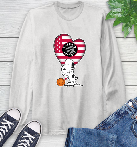 Toronto Raptors NBA Basketball The Peanuts Movie Adorable Snoopy Long Sleeve T-Shirt