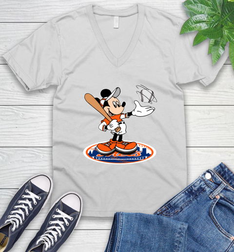 MLB Baseball New York Mets Cheerful Mickey Disney Shirt V-Neck T-Shirt 2