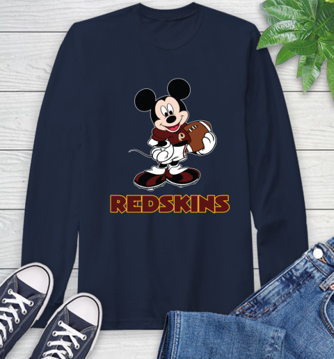 NFL Football Washington Redskins Cheerful Mickey Mouse Shirt Long Sleeve T-Shirt 4