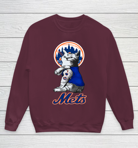 MLB Baseball My Cat Loves New York Mets Youth Sweatshirt 4