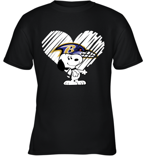 I Love Baltimore Ravans Snoopy In My Heart NFL Shirts Youth T-Shirt