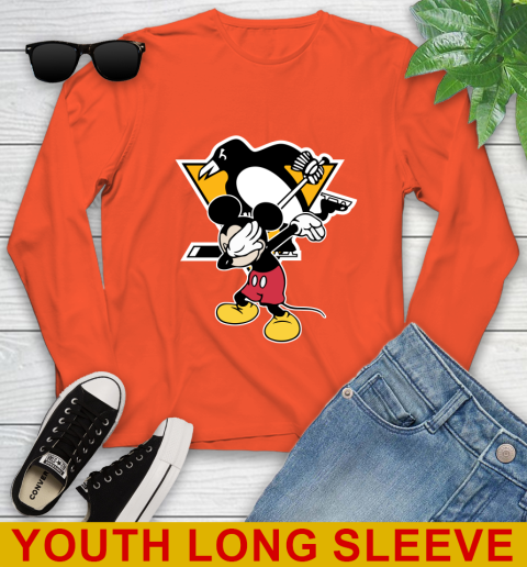Pittsburgh Penguins NHL Hockey Dabbing Mickey Disney Sports Youth Long Sleeve 4