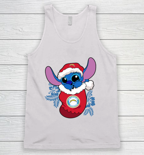 Los Angeles Chargers Christmas Stitch In The Sock Funny Disney NFL Tank Top 2
