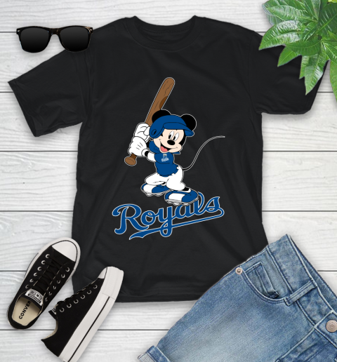 MLB Baseball Kansas City Royals Cheerful Mickey Mouse Shirt Youth T-Shirt