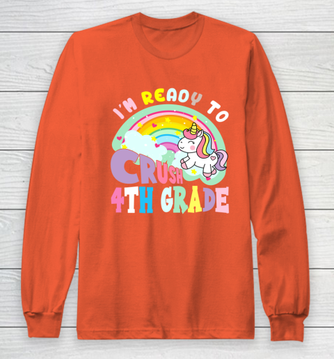 Back to school shirt ready to crush 4th grade unicorn Long Sleeve T-Shirt 3