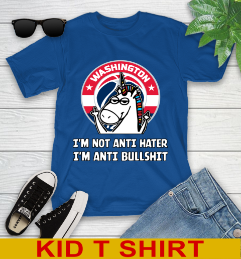 Washington Wizards NBA Basketball Unicorn I'm Not Anti Hater I'm Anti Bullshit Youth T-Shirt 9