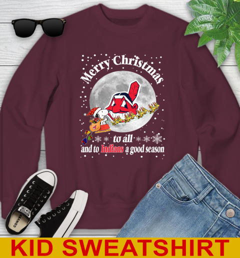 Cleveland Indians Merry Christmas To All And To Indians A Good Season MLB Baseball Sports Youth Sweatshirt 4