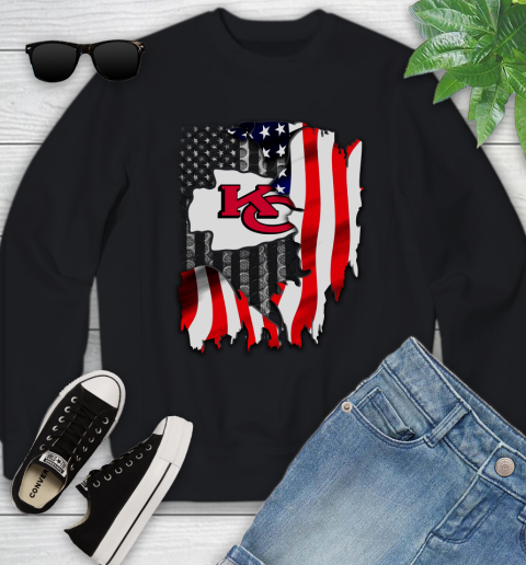 Kansas City Chiefs NFL Football American Flag Youth Sweatshirt