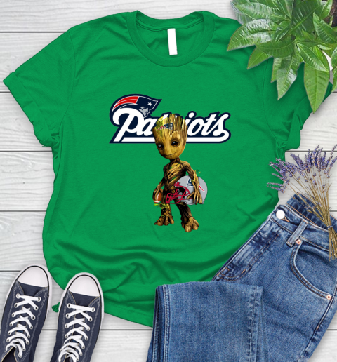 New England Patriots NFL Football Groot Marvel Guardians Of The Galaxy Women's T-Shirt 6