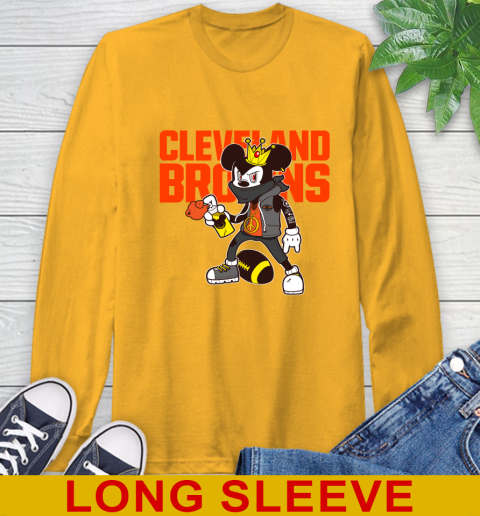 Cleveland Browns NFL Football Mickey Peace Sign Sports Long Sleeve T-Shirt 3