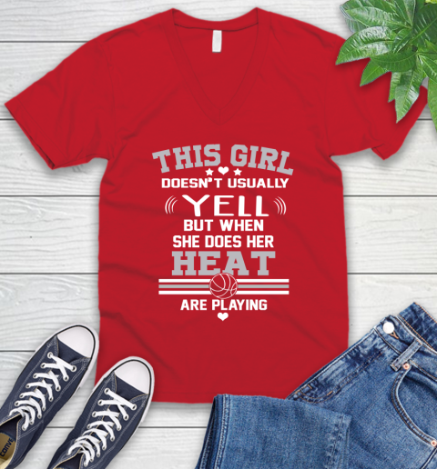 Miami Heat NBA Basketball I Yell When My Team Is Playing V-Neck T-Shirt 6