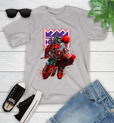 NBA Deadpool Marvel Comics Sports Basketball Sacramento Kings Youth T-Shirt 12