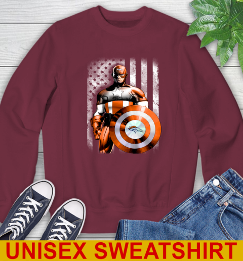 Denver Broncos NFL Football Captain America Marvel Avengers American Flag Shirt Sweatshirt 6