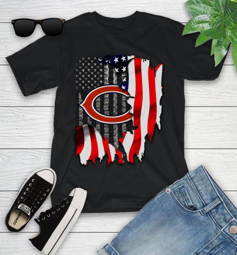 Chicago Bears NFL Football American Flag Youth T-Shirt