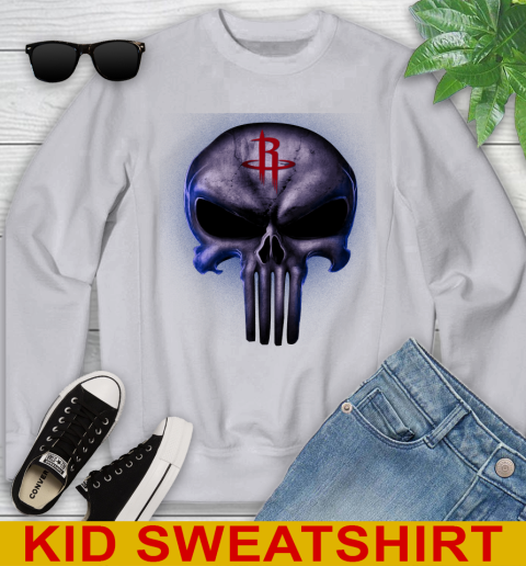 Houston Rockets NBA Basketball Punisher Skull Sports Youth Sweatshirt 3