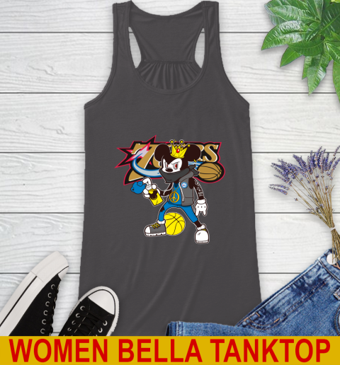Philadelphia 76ers NBA Basketball Mickey Peace Sign Sports Racerback Tank 12