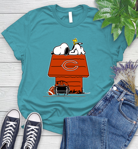 Chicago Bears NFL Football Snoopy Woodstock The Peanuts Movie Women's T-Shirt 12