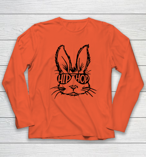 Hip Hop Bunny Face With Sunglasses Easter Day Long Sleeve T-Shirt 3