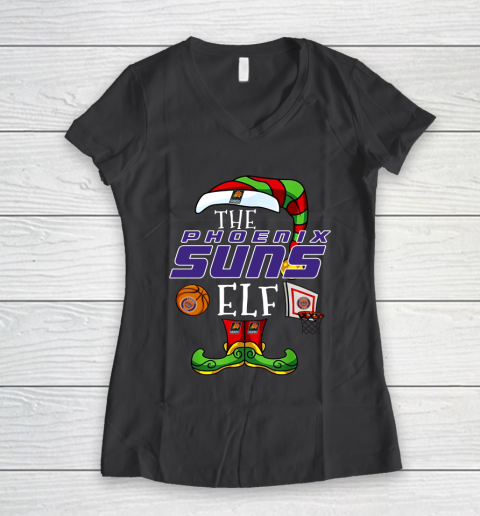 Phoenix Suns Christmas ELF Funny NBA Women's V-Neck T-Shirt 6