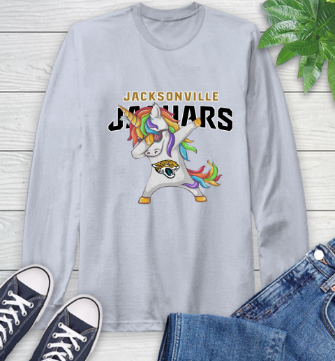 Jacksonville Jaguars NFL Football Funny Unicorn Dabbing Sports Long Sleeve T-Shirt 6