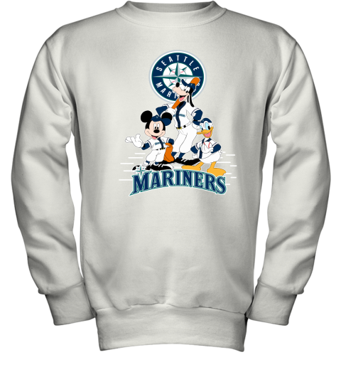 Seattle Mariners Mickey Donald And Goofy Baseball Youth Sweatshirt