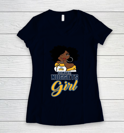 Denver Nuggets Girl NBA Women's V-Neck T-Shirt 3