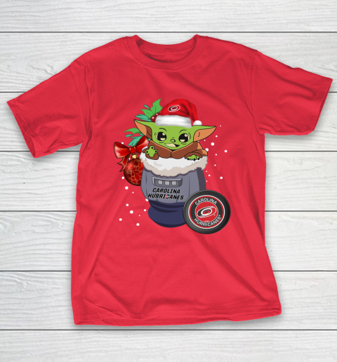 Carolina Hurricanes Christmas Baby Yoda Star Wars Funny Happy NHL T-Shirt 10
