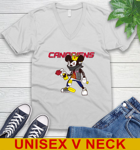 Montreal Canadiens NHL Hockey Mickey Peace Sign Sports V-Neck T-Shirt