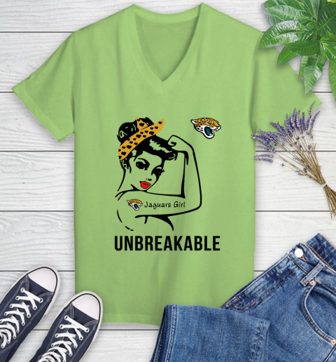 NFL Jacksonville Jaguars Girl Unbreakable Football Sports Women's V-Neck T-Shirt 6