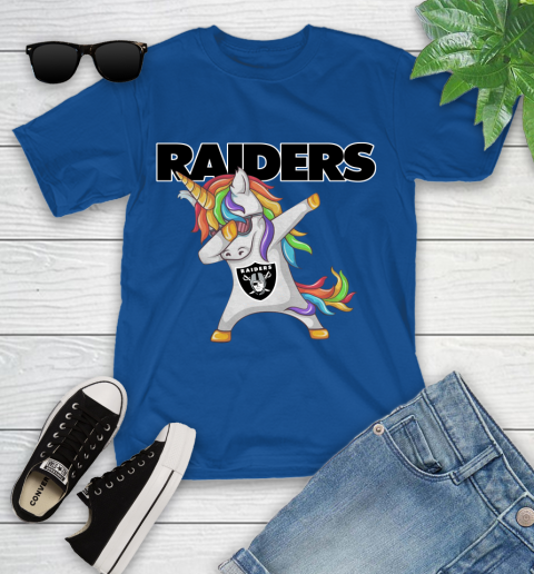 Oakland Raiders NFL Football Funny Unicorn Dabbing Sports Youth T-Shirt 9