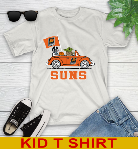NBA Basketball Phoenix Suns Darth Vader Baby Yoda Driving Star Wars Shirt Youth T-Shirt 12