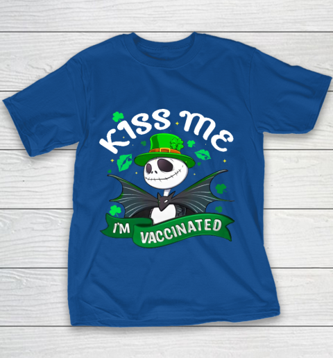 Kiss Me I'm Vaccinated Patrick's Day Jack Skellington Youth T-Shirt 6