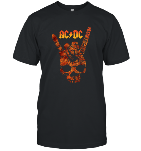 ACDC Skull Rock Hand Tee I'm On The Highway To Hell Unisex Jersey Tee