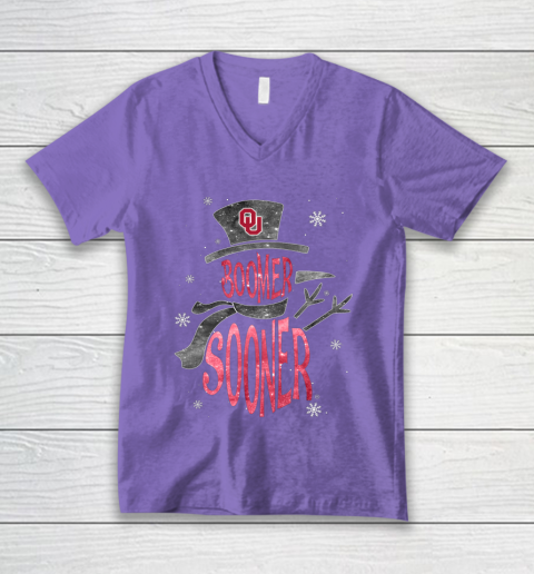 Oklahoma Sooners Christmas Snowman V-Neck T-Shirt 8