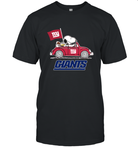 Snoopy And Woodstock Ride The New York Giants Car NFL Unisex Jersey Tee