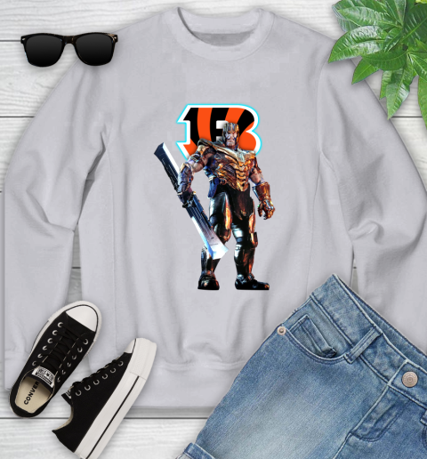 NFL Thanos Gauntlet Avengers Endgame Football Cincinnati Bengals Youth Sweatshirt 4