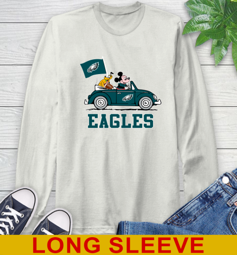NFL Football Philadelphia Eagles Pluto Mickey Driving Disney Shirt Long Sleeve T-Shirt 12