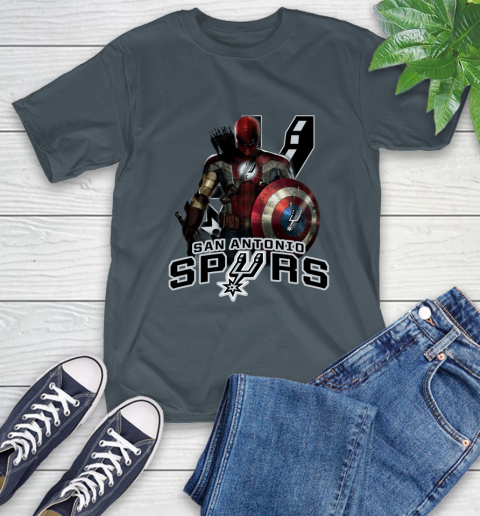 San Antonio Spurs NBA Basketball Captain America Thor Spider Man Hawkeye Avengers T-Shirt 9