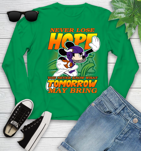 Minnesota Vikings NFL Football Mickey Disney Never Lose Hope Youth Long Sleeve 7